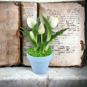 Élethű fehér tulipánok kaspóban TUE515FH, Otthon & Életmód, Dekoráció, Virágdísz és tartó, Csokor & Virágdísz, Virágkötés, MESKA