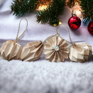 10 darabos csillámos beige színű karácsonyfadísz szett LNT10BA009 - karácsony - karácsonyi lakásdekoráció - karácsonyfadíszek - Meska.hu