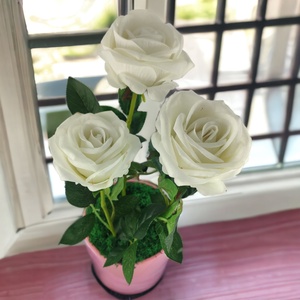 Élethű fehér bársony rózsák pasztellszínű kaspóban ROS309FHRS, Otthon & Lakás, Dekoráció, Virágdísz és tartó, Csokor & Virágdísz, Virágkötés, MESKA