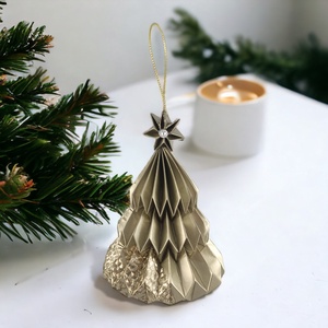 Pezsgő színű fenyőfa formájú karácsonyfadísz FF023 - karácsony - karácsonyi lakásdekoráció - karácsonyfadíszek - Meska.hu