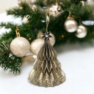 Pezsgő színű fenyőfa formájú karácsonyfadísz FF023 - karácsony - karácsonyi lakásdekoráció - karácsonyfadíszek - Meska.hu
