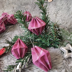 10 darabos magenta, ezüst mintás karácsonyfadísz szett LNTRS013 - karácsony - karácsonyi lakásdekoráció - karácsonyfadíszek - Meska.hu