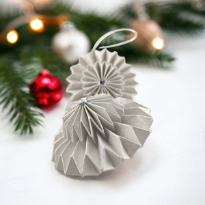 Ezüst rozetta virág formájú 2 darabos karácsonyfadísz szett ROZV2009 - Meska.hu