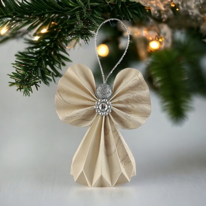 Világos beige papírangyalka PANEZ0046 - Meska.hu