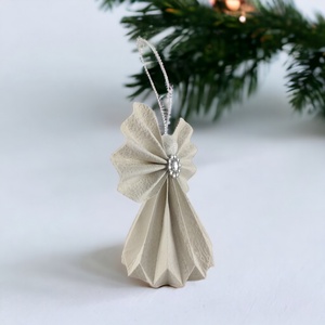 Törtfehér papírangyalka PANEZ0048 - karácsony - karácsonyi lakásdekoráció - karácsonyfadíszek - Meska.hu