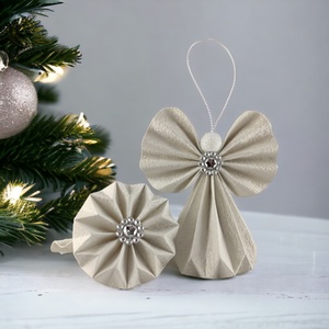 Törtfehér papírangyalka PANEZ0048 - karácsony - karácsonyi lakásdekoráció - karácsonyfadíszek - Meska.hu