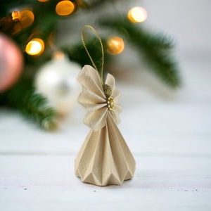 Vajszínű papírangyalka PANAR0060 - karácsony - karácsonyi lakásdekoráció - karácsonyfadíszek - Meska.hu