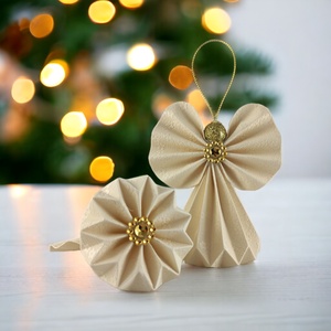 Vajszínű papírangyalka PANAR0060 - karácsony - karácsonyi lakásdekoráció - karácsonyfadíszek - Meska.hu