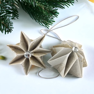 Beige, ezüstszürke mintás csillag karácsonyfadísz szett 4 db-os 7CS04016 - karácsony - karácsonyi lakásdekoráció - karácsonyfadíszek - Meska.hu