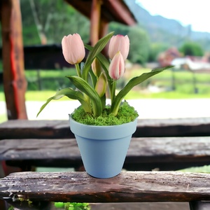 Élethű rózsaszín tulipánok kaspóban TUE521RS, Otthon & Életmód, Dekoráció, Virágdísz és tartó, Csokor & Virágdísz, Virágkötés, MESKA