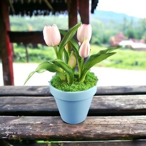Élethű rózsaszín tulipánok kaspóban TUE521RS - otthon & életmód - dekoráció - virágdísz és tartó - csokor & virágdísz - Meska.hu