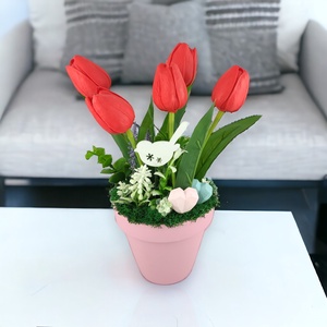 Piros tulipánok kaspóban TUG545PS - otthon & életmód - dekoráció - virágdísz és tartó - csokor & virágdísz - Meska.hu