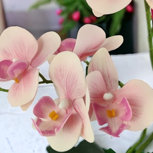 Rózsaszín kétágú élethű orchidea színes agyagkaspóban ORK217RS - otthon & életmód - dekoráció - virágdísz és tartó - csokor & virágdísz - Meska.hu