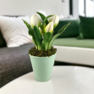 Élethű fehér tulipánok kaspóban TUE523FH - otthon & életmód - dekoráció - virágdísz és tartó - csokor & virágdísz - Meska.hu