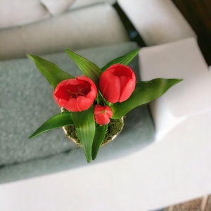 Élethű piros tulipánok kaspóban TUE524PS - otthon & életmód - dekoráció - virágdísz és tartó - csokor & virágdísz - Meska.hu