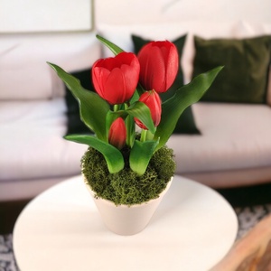 Élethű piros tulipánok kaspóban TUE524PS - otthon & életmód - dekoráció - virágdísz és tartó - csokor & virágdísz - Meska.hu