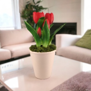Élethű piros tulipánok kaspóban TUE524PS - otthon & életmód - dekoráció - virágdísz és tartó - csokor & virágdísz - Meska.hu