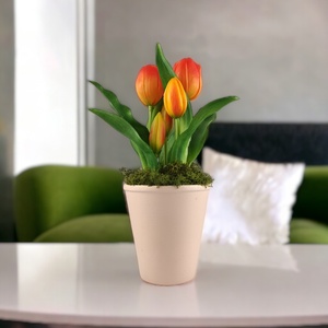 Élethű narancssárga tulipánok kaspóban TUE525NS - otthon & életmód - dekoráció - virágdísz és tartó - csokor & virágdísz - Meska.hu