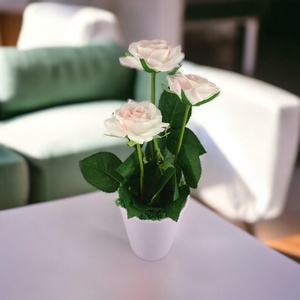 Púder Real Touch rózsák kaspóban RTR301PU, Otthon & Lakás, Dekoráció, Virágdísz és tartó, Csokor & Virágdísz, Virágkötés, MESKA