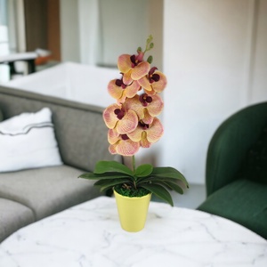 Közepes méretű élethű barack-, krémszínű cirmos orchidea OR113BA, Otthon & Lakás, Dekoráció, Virágdísz és tartó, Csokor & Virágdísz, Virágkötés, MESKA