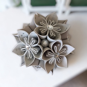 Világos szürke színű virágfa festett kézműves betonkaspóban KVF010 - otthon & életmód - dekoráció - asztal és polc dekoráció - asztaldísz - Meska.hu