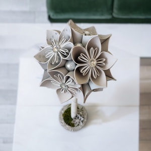 Világos szürke színű virágfa festett kézműves betonkaspóban KVF010 - otthon & életmód - dekoráció - asztal és polc dekoráció - asztaldísz - Meska.hu