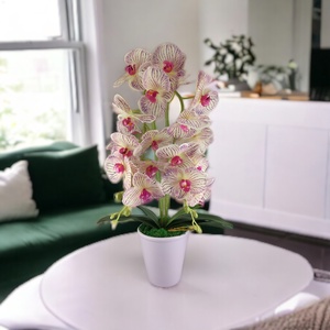 Nagy méretű krém, lila kétszálas orchidea OR202KRLI - otthon & életmód - dekoráció - virágdísz és tartó - csokor & virágdísz - Meska.hu