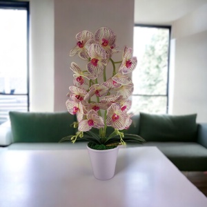 Nagy méretű krém, lila kétszálas orchidea OR202KRLI - otthon & életmód - dekoráció - virágdísz és tartó - csokor & virágdísz - Meska.hu