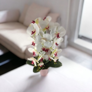 Nagyméretű kétszálas fehér, pink színű orchidea OR210FHPK - otthon & életmód - dekoráció - virágdísz és tartó - csokor & virágdísz - Meska.hu