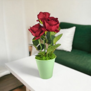 Élethű óriás fejű bársony vörösrózsák pasztellszínű kaspóban ROS315PS - otthon & lakás - dekoráció - virágdísz és tartó - csokor & virágdísz - Meska.hu
