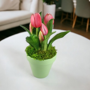 Élethű pink tulipánok kaspóban TUE526PK - otthon & életmód - dekoráció - asztal és polc dekoráció - asztaldísz - Meska.hu