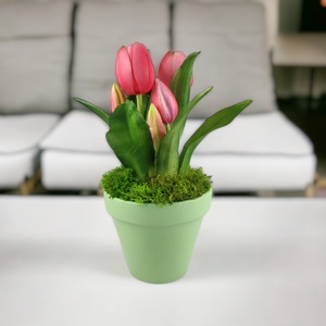 Élethű pink tulipánok kaspóban TUE526PK - otthon & életmód - dekoráció - asztal és polc dekoráció - asztaldísz - Meska.hu
