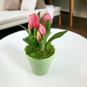 Élethű pink tulipánok kaspóban TUE526PK, Otthon & Lakás, Dekoráció, Virágdísz és tartó, Csokor & Virágdísz, Virágkötés, MESKA