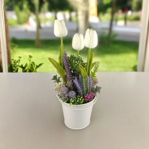 Fehér tulipán kompozíció TUG309FH - otthon & életmód - dekoráció - virágdísz és tartó - csokor & virágdísz - Meska.hu