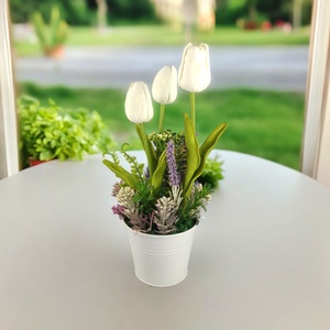 Fehér tulipán kompozíció TUG309FH - otthon & életmód - dekoráció - virágdísz és tartó - csokor & virágdísz - Meska.hu