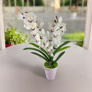 Nagy méretű, kétágú fehér csónakorchidea ORC206FH, Otthon & Életmód, Dekoráció, Virágdísz és tartó, Csokor & Virágdísz, Virágkötés, MESKA