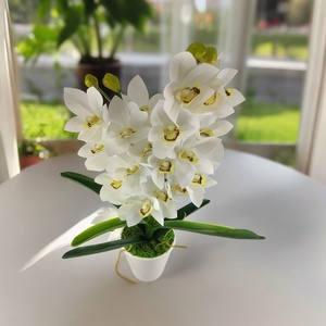 Nagy méretű, kétágú fehér csónakorchidea ORC210FH - otthon & életmód - dekoráció - virágdísz és tartó - csokor & virágdísz - Meska.hu
