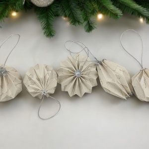 10 darabos beige színű karácsonyfadísz szett LNTBA001 - karácsony - karácsonyi lakásdekoráció - karácsonyfadíszek - Meska.hu