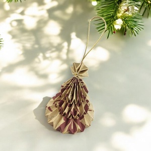 Bordó, arany mintás fenyőfa formájú karácsonyfadísz FF131 - karácsony - karácsonyi lakásdekoráció - karácsonyfadíszek - Meska.hu