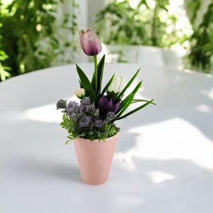 Tulipános kaspó lila és rózsaszín virágokkal TUG107LIRS - Meska.hu