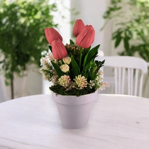 Piros tulipánok dús tavaszi virágágyon TUG563PS, Otthon & Életmód, Dekoráció, Virágdísz és tartó, Csokor & Virágdísz, Virágkötés, MESKA