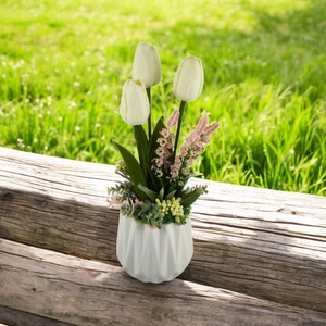 Krémfehér tulipánok kerámiakaspóban TUG320KRFH - otthon & életmód - dekoráció - virágdísz és tartó - csokor & virágdísz - Meska.hu
