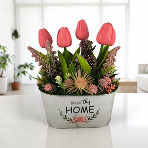 Tulipános Bless This Home Dekoráció Fémkaspóban TUGO501PS - Meska.hu