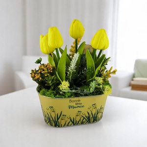 Sárga tulipános dekoráció fémkaspóban TUGO502SA - otthon & életmód - dekoráció - virágdísz és tartó - csokor & virágdísz - Meska.hu