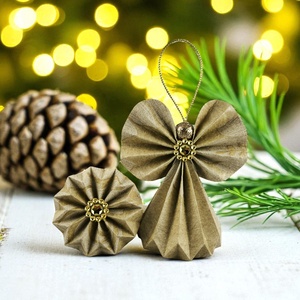 Beige mintás papírangyalka PANAR0098, Karácsony, Karácsonyi lakásdekoráció, Karácsonyfadíszek, Papírművészet, MESKA