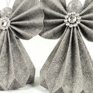 Sötét ezüst papírangyalka PANEZ0074 - karácsony - karácsonyi lakásdekoráció - karácsonyfadíszek - Meska.hu