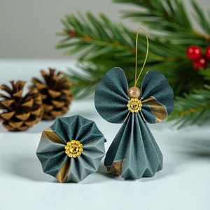 Türkiz, arany papírangyalka PANAR0090, Karácsony, Karácsonyi lakásdekoráció, Karácsonyfadíszek, Papírművészet, MESKA