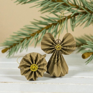 Barna és arany színű papírangyalka PANAR0105, Karácsony, Karácsonyi lakásdekoráció, Karácsonyfadíszek, Papírművészet, MESKA