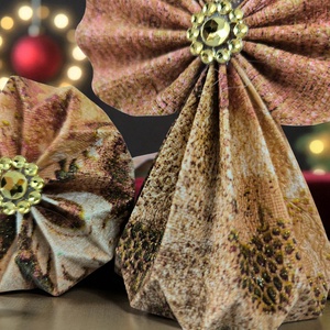 Barna, arany színű mintás papírangyalka PANAR0108 - karácsony - karácsonyi lakásdekoráció - karácsonyfadíszek - Meska.hu