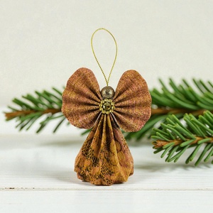 Barna, arany színű mintás papírangyalka PANAR0108 - Meska.hu